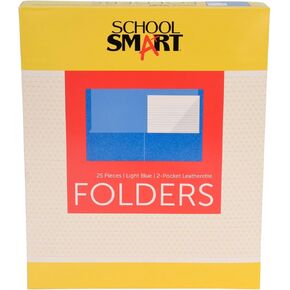 School Smart 2-Pocket Folders, Light Blue, Pack of 25