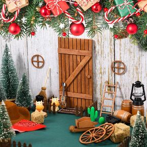 35 Pcs Cowboy Doors House Kits Miniature Western Figures Dollhouse Accessories Set Birthday Party DIY Craft for Boys Girls Garden Wall Table Indoor Outdoor Decor Christmas Party Gift