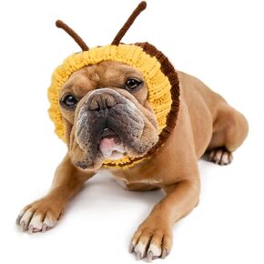 Zoo Snoods Bumble Bee Costume - Knit Dog Snood Ear Wrap for Pets, Warm Neck Cover for Halloween and Winter (Medium)