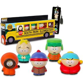 South Park Mini Figures 5 Pack - Bundle with 5 South Park Cupcake Topper Figurines Including Cartman, Stan, Kenny, and More Plus Bookmark | South Park Party Supplies Set