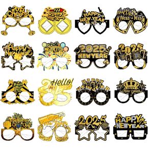 16Pcs Christmas Party Glasses, Funny Christmas Glasses Frames Christmas Decoration Accessory Xmas Costume Eyeglasses Frames Photo Booth Props for Xmas Party Supplies Holiday Favors