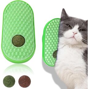 Mity rain 2 in1 Catnip Balls That Stick on Wall and Cat self Groomer for Indoor Cats, Catnip Wall Balls for Cats Lick Catnip Ball Toy Two Interchangeable Balls