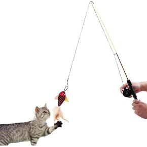 Interactive Catcher Teaser Cat Toy Cat Wand Fishing Pole Toy Exerciser for Cat and Kitten (Fish)