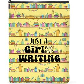 Funny Writing Book Lovers Gifts Book Sleeve Writing Writer Gifts Book Pouch Book Protector with Front Pocket Cool Gifts for Writers Women Girls Birthday Christmas Book Accessories Book Club Gifts