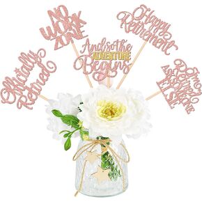 15 PCS Happy Retirement Centerpiece Sticks Officially Retired Table Flower Centerpieces Sticks No Work Zone Floral Decorations for Retirement Theme Farewell Birthday Party Centerpieces Supplies Blue
