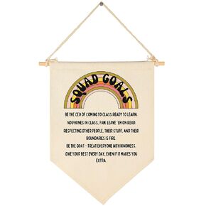 Squad Goals-Funny Class Rules Banner -Teen Slang Flag-Middle Junior High School Classroom Decor-Canvas Hanging Pennant Flag Banner Wall Sign Decor-Door Sign