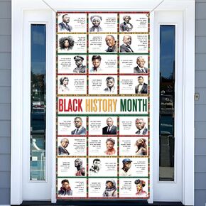 Black History Month Door Cover Historical African American Heritage Festival Holiday Party Decorations School Classroom Office Door Banner