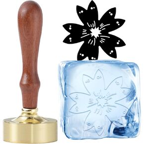 صانع مكعبات الثلج على شكل زهرة، رأس نحاسي قابل للإزالة مقاس 1.5 بوصة ومقبض خشبي، يصنع مكعبات ثلج مخصصة للكوكتيلات والمشروبات in Kuwait