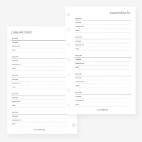 Mini Happy Planner Password Tracker Planner Insert Agenda Refill for 7-Discs Notebook 4.6 x 7