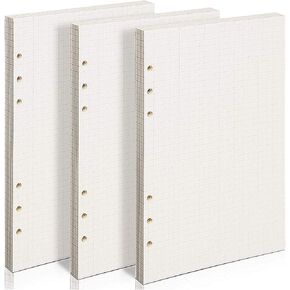 A5 Refills Paper 135 Sheets/270 Pages Planner Refills Paper 6 Holes Binder Inserts Notepaper for Filofax Bullet Journals Diary, 8.26x5.59 Inch(Square Ruled)