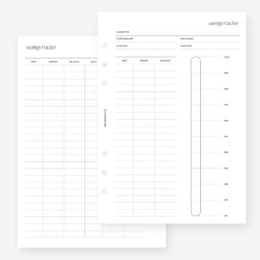A5 Savings Tracker Insert Agenda Refill for Filofax A5, Kikki K Large, LV GM sized 6 ring agendas, 5.8 x 8.3