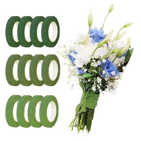 12 Rolls Floral Tape for Fresh Flowers, 1/2 Inch 30 Yard Flower Tape, Florist Tape for Bouquets Floral Arranging Stem Wrap Craft (Green)