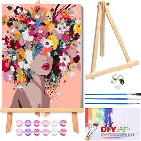 VIGEGU Paint by Numbers Kit for Adults Beginner with Framed Canvas - with Wooden Easel,Life Tree DIY Oil Painting, with Acrylic Paints Brushes Nice Gift Box 7.8x11.8in