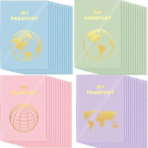 Lincia 48 Pcs Blank Passport Notebook Fake Passport Book Travel Journal Passport Book Bulk Coloring Pretend Passport for Travel Airplane Activity Classroom Decor School Projects (Macaron Color,Map)