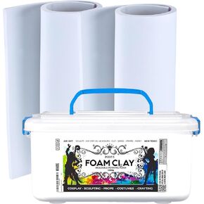 Air Dry Clay Foam (White 1500g) and EVA Foam (35cm x 150cm x 5mm Foam Roll) - Cosplay Foam and Clay Kit - Quick Air Drying Clay Foam - Flexible Air Dry Foam Clay for Cosplay