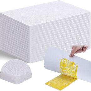 Pushglossy 60 Pcs Foam Printing Plates White Foam Sheets Craft Foam Sheet White Foam Board for Card Making, Crafting, DIY Project, Printing, Stamp, Classroom, Scrap Booking (6 x 9 x 0.05 Inches)