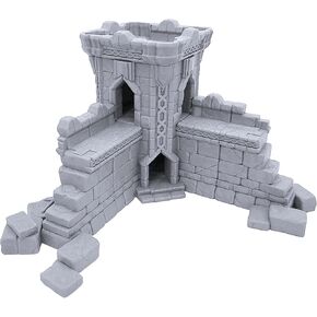 Dwarf Settlement Wall Corner Tower by Makers Anvil, 3D Printed Tabletop RPG Scenery and Wargame Terrain 28mm Miniatures