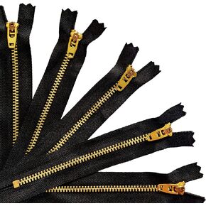 KGS Metal Zippers | #5 Metal Teeth | Size: 5 Inch | Color: Antique | Style: Spring Pull Design | Zippers for Replacement in Jeans, Bags and Sewing Craft Projects