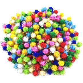 Kbraveo 1000pcs 1/2 Inch Glitter Poms Sparkle Balls for Craft,Multicolored Glitter Poms