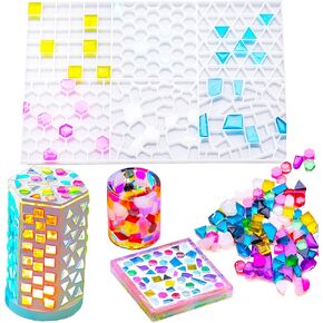 BROVITI Mosaic Tiles Decorative Resin Molds Various Mosaic Tiles Shape Cavity Shapes Silicone Molds for Epoxy Resin for Art Craft Photo Album Cup Mats Jar Home Decoration