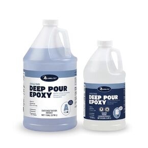 Alumilite Amazing Deep Pour Epoxy - 2 Part Kit for Clear Resin Casting & Molding, High-Gloss Liquid Glass, Ideal for Tabletop, River Table, Countertop, Wood & Food Color Cast, 2" Thick (1.5 Gallon)