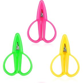 Mini Scissors, 3 Pcs Multicolor Tiny Travel Scissors Portable Small Craft Scissors with Cover, 2.6x1.6 Inch Stainless Steel Detail Sewing Scissors for DIY Embroidery, Paper Cutting, Sewing, 3 Colors