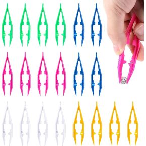 20Pcs Plastic Tweezers Small Bead Tweezers for Crafts, 5 Color Plastic Beads Tweezers Handmake Beads Crafts Sticker Tweezers Jewelry Tweezers for Jewelry Making, DIY Crafting, Beading Projects