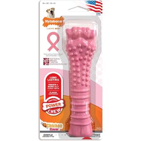 Nylabone Power Chew Breast Cancer Awareness Femur Bone Chew Toy for Dogs, Indestructible Dog Toys for Aggressive Chewers, Chicken Flavor, X-Large/Souper (1 Count)