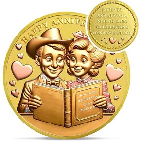 Unique Sliver Happy Anniversary Coin - Romantic Wedding Coins Anniversary Gift by Year - I love You Dove Anniversary Gifts for Men Women Husband Wife Boyfriend Girlfriend Couple