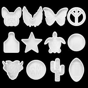 Geyoga 12 Pcs Car Freshie Molds Silicone Freshie Mold for Aroma Beads and Baking DIY Soap Craft Oven Safe Handmade Freshies Mould Car Freshie Gift Supplies, 12 Shapes (Novelty)