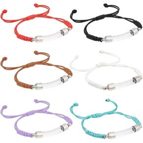 PH PandaHall 6 Color Glass Vial Pendant Bracelet Adjustable Bracelet with Glass Openable Container Name on Rice Bracelet for Men Women DIY Jewelry Making Perfume Sand 45mm