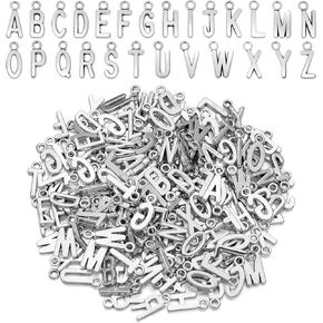 YGAOHF 182Pcs/7 Sets Letter Charms for Jewelry Making - Shining Alphabet Charms, A-Z Silver Letter Charms for DIY Bracelet Necklace Pendants