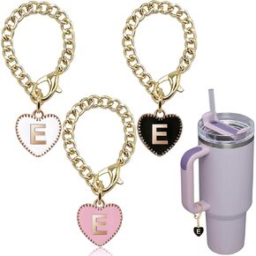 Letter Charm Accessories for Stanley Cup, 3Pcs Heart Shaped Water Bottle Name ID for Yeti/Simple Modern Tumbler Handle (C)