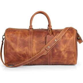 Londo Genuine Top Grain Leather Duffle Bag - Vintage Retro Travel Bag Overnight Weekender Bag Carry on Luggage Bag with Adjustable Shoulder Strap & Interior Pocket - Stylish Gym Bag for Men & Women