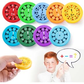 Math Fidget Spinners, 9pcs Math Fidget Toy Addition & Subtraction, Math Learning & Education Toys Game, Fidget Spinner Toy for Kids Perfect Classroom Prize(Non-3D Printing)