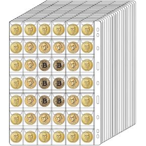 840 Pockets Coin Pages, 20 Sheets Pocket Inserts Collecting Sleeves for Coin, Coin Collection Storage Supplies, Coin Collection Pocket Pages for Penny, Nickel, Dime, Cent, Quarter (42 Pockets)
