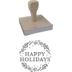 Infusion Happy Holidays Rubber Stamp, 3 X 3'' Wood Stamp