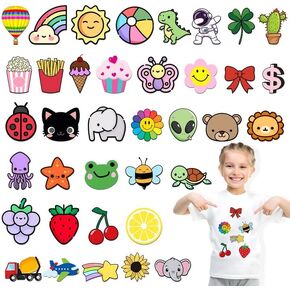 54PCS Cute Animals Random Assorted Styles Iron On Vinyl Patches for Clothing, Bright Vivid Heat Transfers Applique Sticker Decals, Kids Boys Girls DIY Decoration for T-Shirt, Backpacks, Hats, Jeans