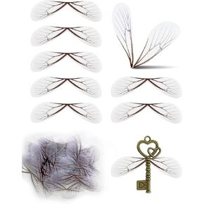150 Pcs White Dragonfly Wing Charms for Flying Keys, Artificial Dragonfly Craft Earring Charms for Pendant DIY Jewelry Making Home Decoration