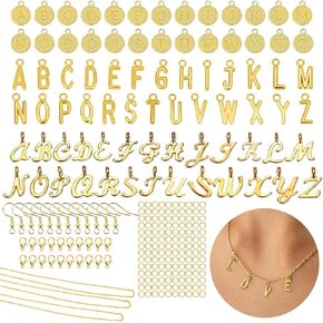 SDIDVIEXPERT Letter Charms,78Pcs/3 Sets Gold Alphabet ABC Letter Pendant 3 Styles Capital A-Z Pendant DIY Bracelets Necklaces Charms with with 156Pcs Accessories for Jewelry Making