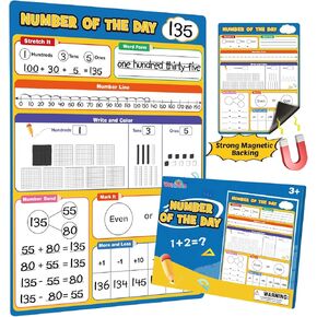 Magnetic Number of The Day Math Manipulatives Chart Paper, Dry Erase Place Value Number Line for Classroom Whiteboard Accessories, Teacher Supplies Must Haves and Homeschool Essentials