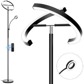 LED Floor Lamp for Living Room - Dimmable Mother-Daughter Standing Lamp with Remote&Touch Control, 29W Bright Floor Reading Light, Black Modern Bedroom Lamp Pole Lamp for Office Couch Corner