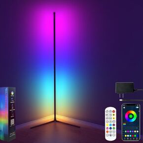 Corner Floor Lamp, 60"Smart RGB LED Floor Lamp with App and Remote Control,High Brightness Led,16 Million Colors, Music Sync, Timer Setting, Mood Lighting,Ideal for Living Rooms, Bedrooms.