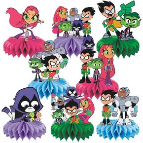 مجموعة قطع مركزية على شكل قرص العسل من Teen Go Titans لحفلات أعياد الميلاد من Teen Go Titans لتزيين حفلات أعياد الميلاد ومستلزمات الحفلات ذات الطابع الكرتوني، أرجواني in Kuwait