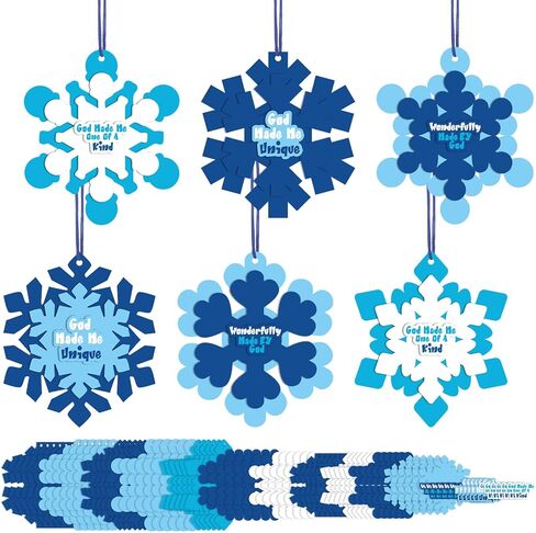 36 Pieces Christmas Religious Snowflake Craft DIY Winter Snowflake Ornaments Bulk Craft Christian Jesus Faith Winter Crafts for Winter Xmas Sunday School Church Party Classroom Activities in Saudi Arabia
