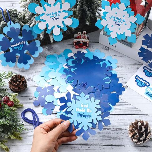 36 Pieces Christmas Religious Snowflake Craft DIY Winter Snowflake Ornaments Bulk Craft Christian Jesus Faith Winter Crafts for Winter Xmas Sunday School Church Party Classroom Activities in Saudi Arabia
