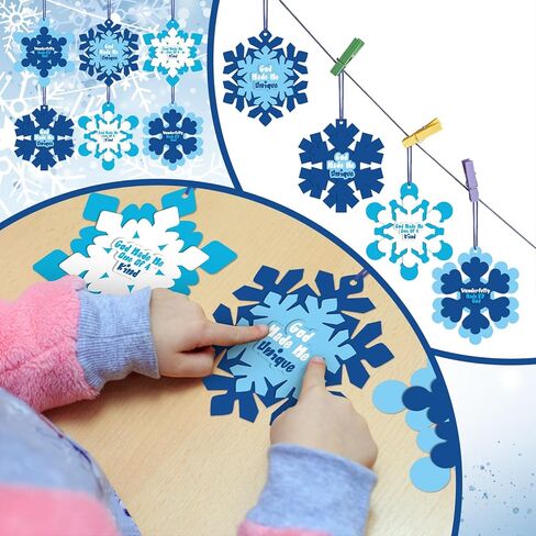 36 Pieces Christmas Religious Snowflake Craft DIY Winter Snowflake Ornaments Bulk Craft Christian Jesus Faith Winter Crafts for Winter Xmas Sunday School Church Party Classroom Activities in Saudi Arabia