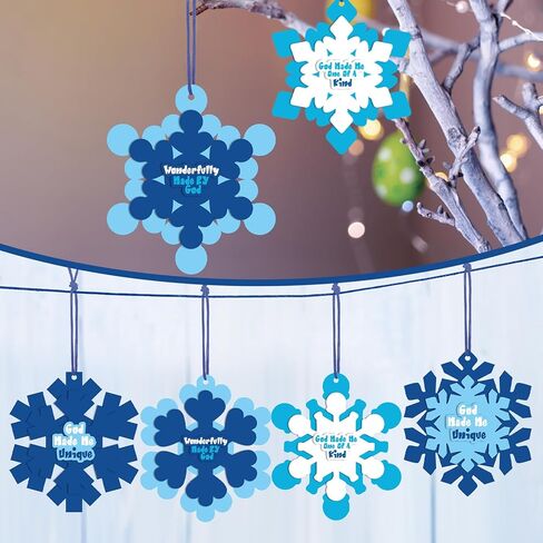 36 Pieces Christmas Religious Snowflake Craft DIY Winter Snowflake Ornaments Bulk Craft Christian Jesus Faith Winter Crafts for Winter Xmas Sunday School Church Party Classroom Activities in Saudi Arabia