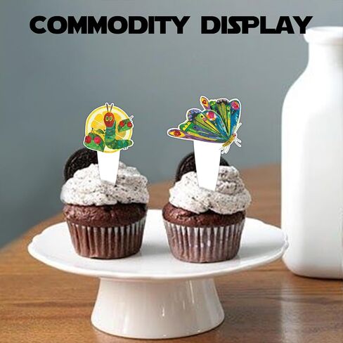 24pcs Dessert Cupcake Topper Cheer to Reading Story Hungry Caterpillar Butterfly Theme Decor Supplies Baby Shower Boys Girls Happy Birthday Decorations in Saudi Arabia