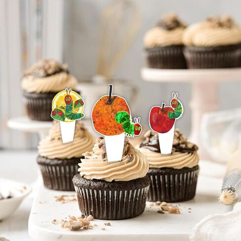 24pcs Dessert Cupcake Topper Cheer to Reading Story Hungry Caterpillar Butterfly Theme Decor Supplies Baby Shower Boys Girls Happy Birthday Decorations in Saudi Arabia